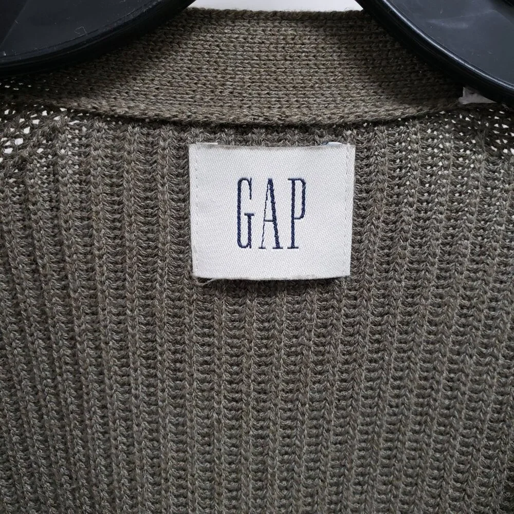 GAP Sage Green Oversized Boyfriend Cardigan Sweater Rib Knit Pockets S